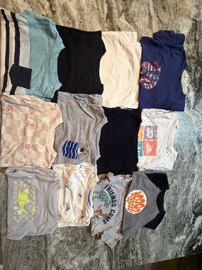 Kids Short-Sleeve Mix - Navy, Gray, White & Blue Tops